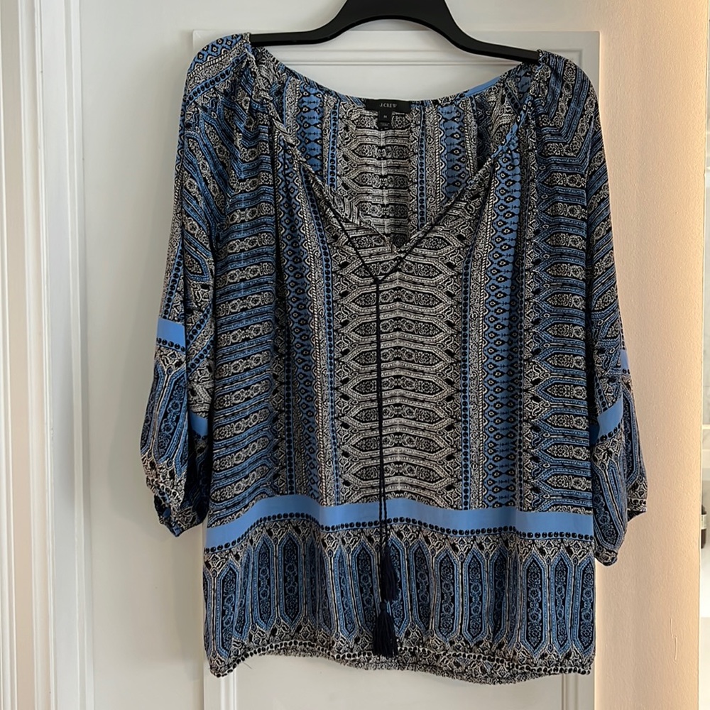 J crew silk boho peasant blouse, sz M